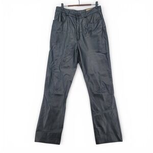 Rem Garson Leather Pants Womens 12 Black Genuine High Waist Korea VTG EUC